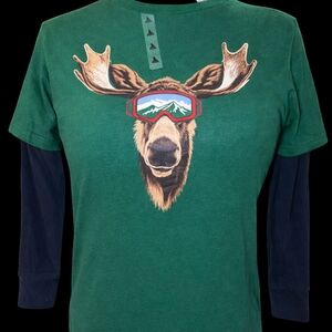 Kids Green Moose Graphic Shirt
